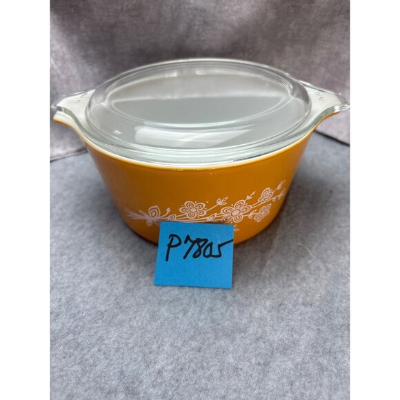 Pyrex Butterfly Gold 1 Quart Casserole Dish with Lid 473B Vintage - Picture 12 of 12